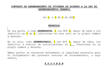 Contrato de Alquiler Tradicional actualizado 2024 LAU Gratis
